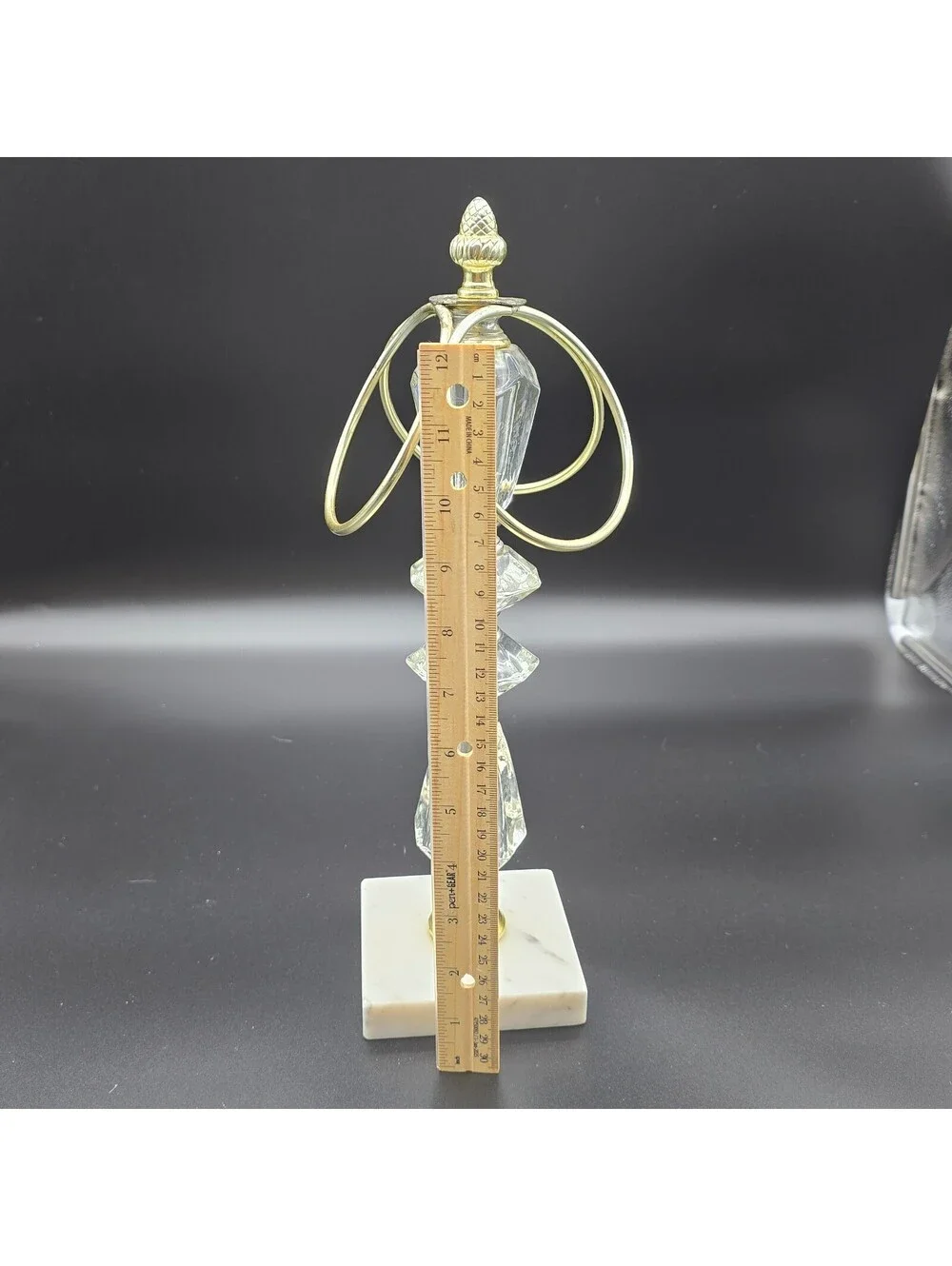 VTG Hollywood Regency Tabletop Hand Towel Tree MCM Glass Italian Marble Base